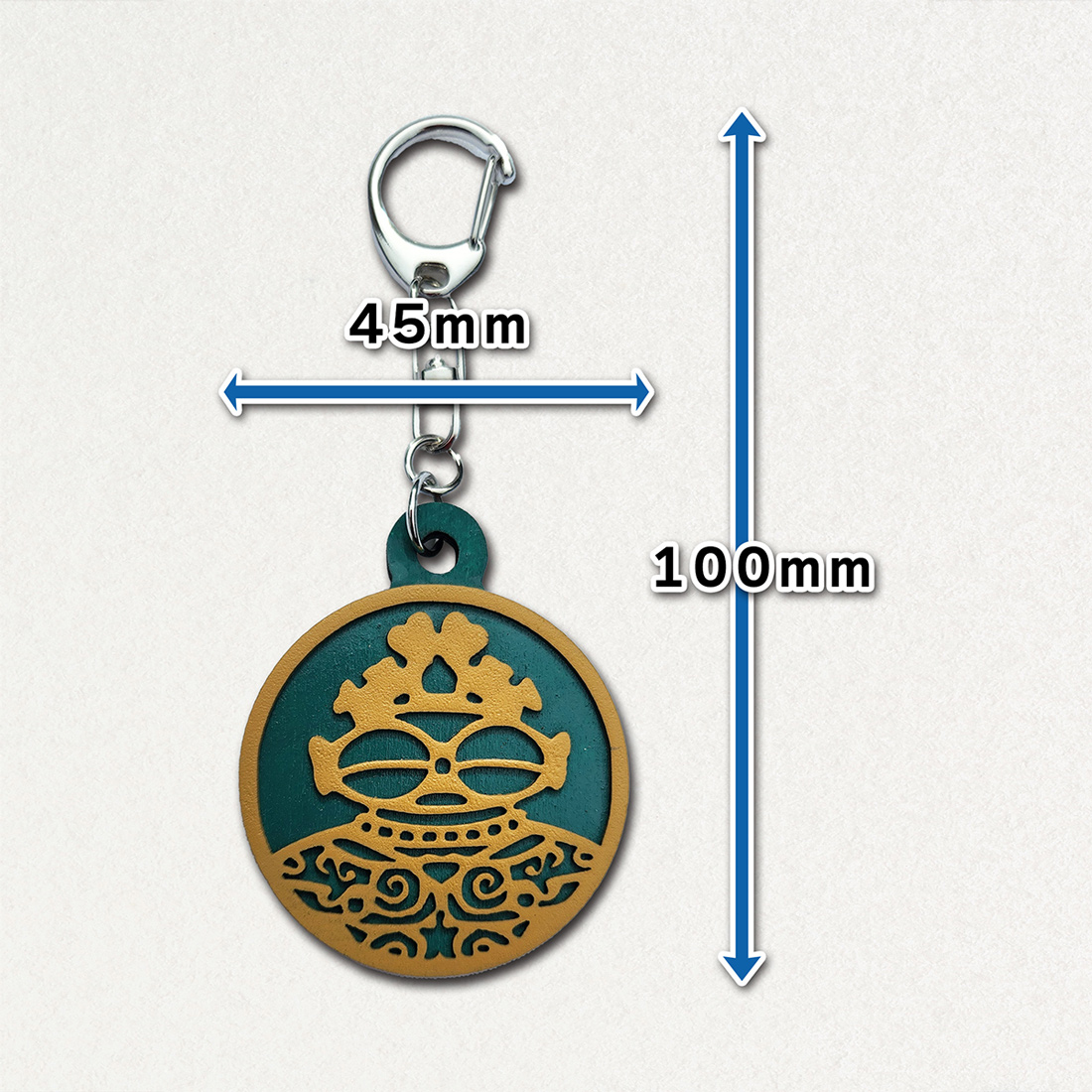 遮光器土偶 (しゃこちゃん) 円形キーホルダー (黄系) ｜キーホルダー レーザーカット 小物 鍵 遮光器土偶 しゃこちゃん 縄文 土偶 どぐう青森県 つがる市 世界遺産 [0875]