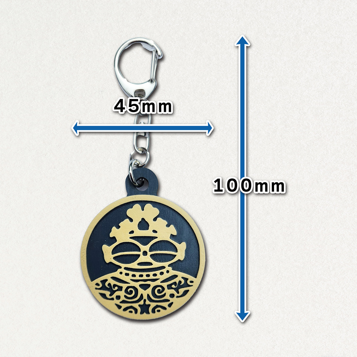 遮光器土偶 (しゃこちゃん) 円形キーホルダー (白系) ｜キーホルダー レーザーカット 小物 鍵 遮光器土偶 しゃこちゃん 縄文 土偶 どぐう青森県 つがる市 世界遺産 [0876]