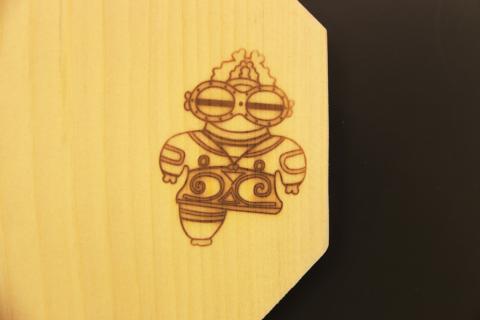 [天然青森ひば使用] オリジナル しゃこちゃん焼き印入り コースター2枚セット｜工芸品 木製 グラス マグカップ [0417]