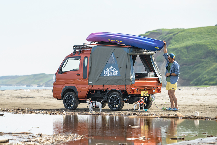バグトラック 軽トラ用多機能テントキット (スタンダードタイプ) カーキ＆ネイビー [0546]