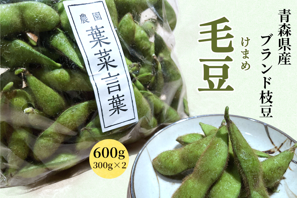 農園 葉菜言葉のおいしい毛豆 600g 令和8年産｜青森県産 枝豆 ブランド枝豆 おつまみ 大粒豆 けまめ えだまめ 2026年産 [0532]