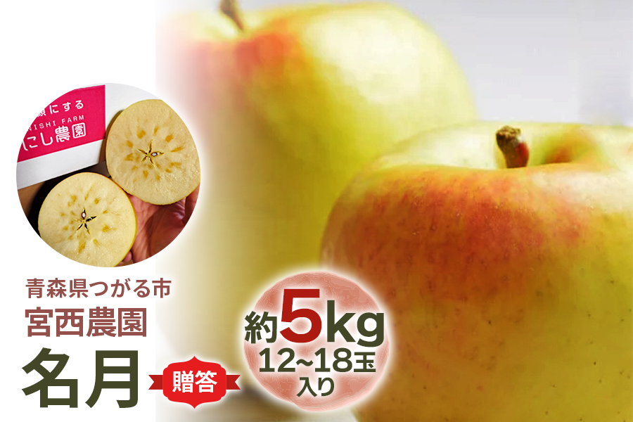 [贈答] 名月【約5kg 12から18玉入り】糖度15度以上のりんご｜令和7年 2025年 ギフト 青森産 津軽 つがる りんご リンゴ 果物 フルーツ めいげつ [0683]