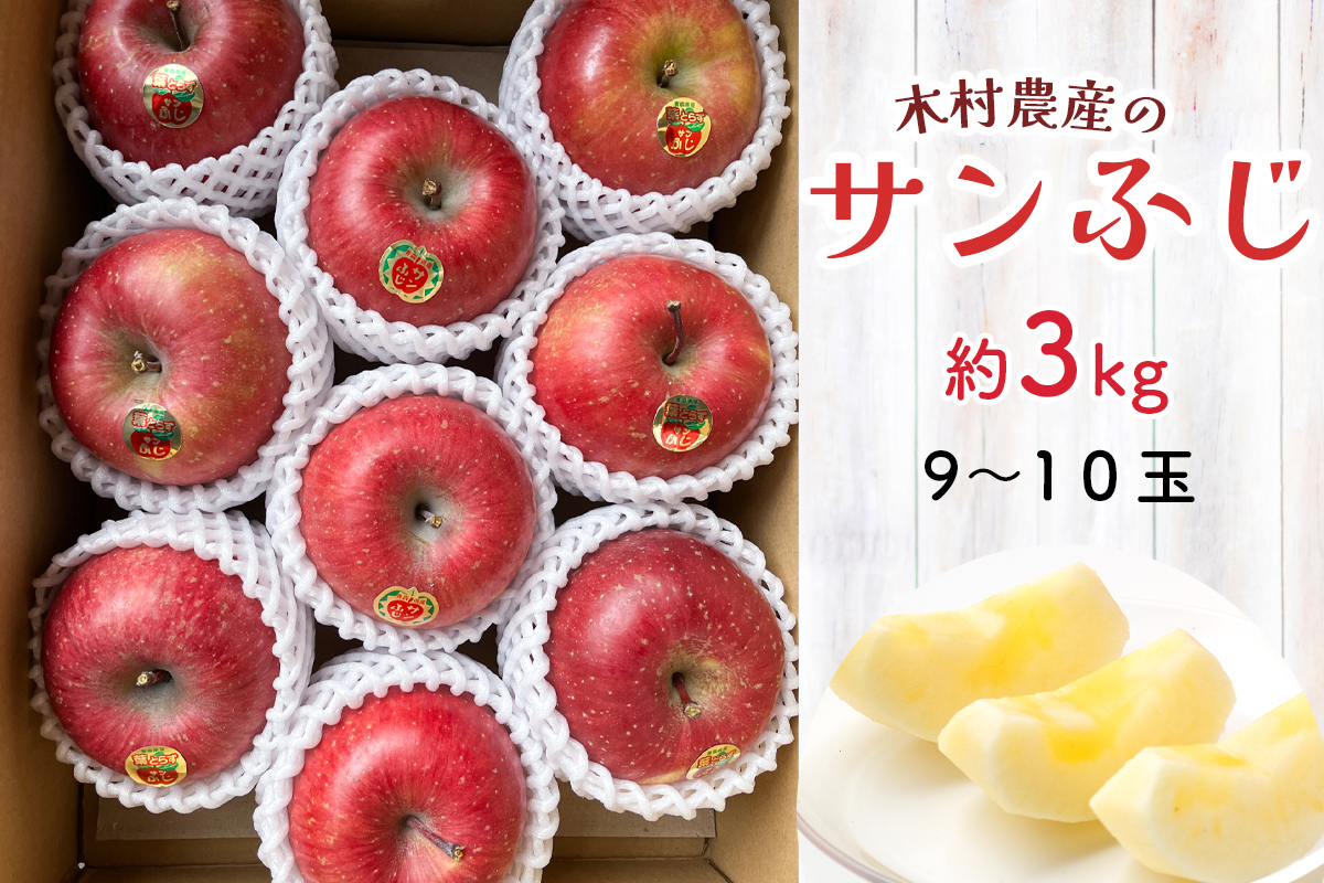 木村農産のサンふじ 約3kg(9玉から10玉)｜青森県産 つがる りんご リンゴ 林檎 サンふじ さんふじ 果物 フルーツ 令和7年産 2025年産 [0947]
