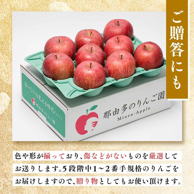 【1~2月発送】 贈答用サンふじ約3kg（糖度証明書付き） 【那由多のりんご園・平川市産】