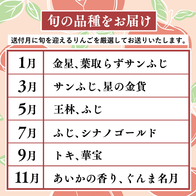【9月発送開始】隔月配送　定期便６回　訳あり　家庭用　甚八りんご　5kg　【マルジンサンアップル　9月　11月　1月　3月　5月　7月　　青森県産　平川市　りんご　5kg　訳あり　家庭用】