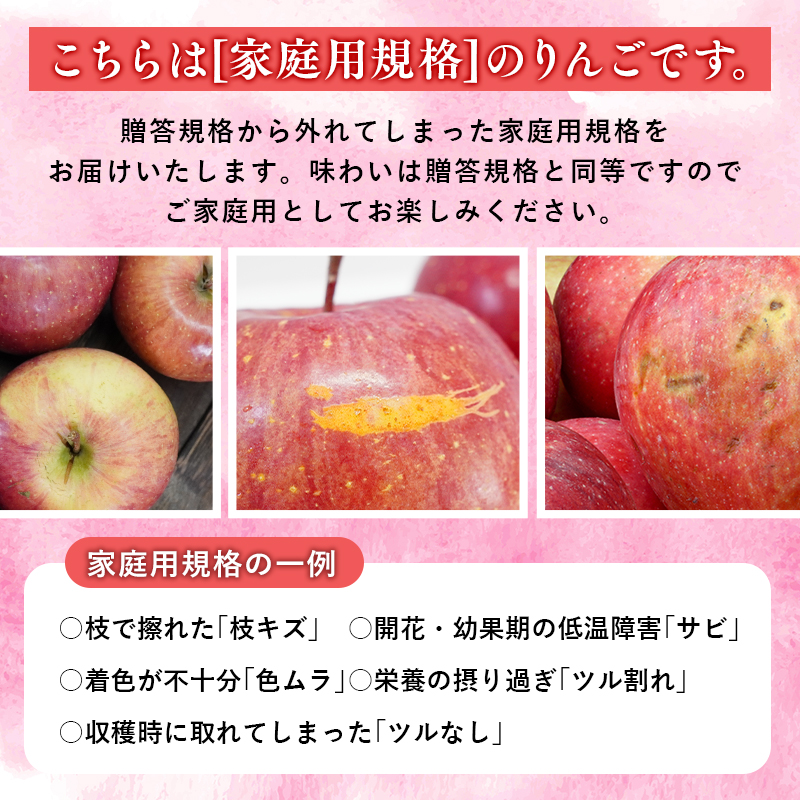 【11～12月発送】 キラ農法 家庭用完熟りんご サンふじ約3kg (葉取らずサンふじ含む)【青森りんご・平川市広船産】