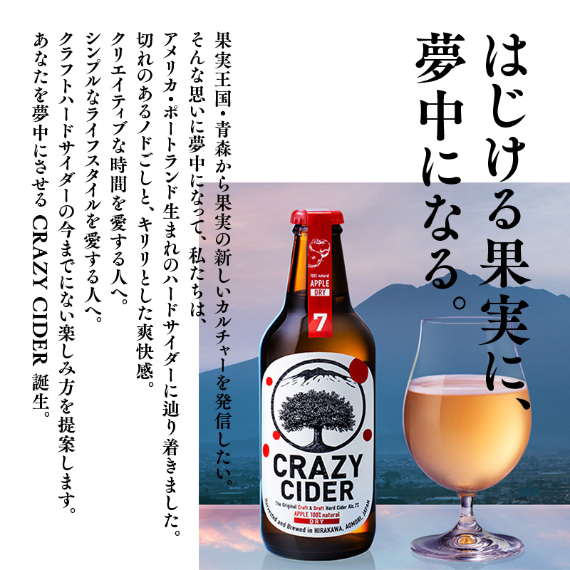 りんごの果実酒 CRAZY CIDER（クレイジーサイダー・ドライ：アルコール度数7％）330ml×6本セット