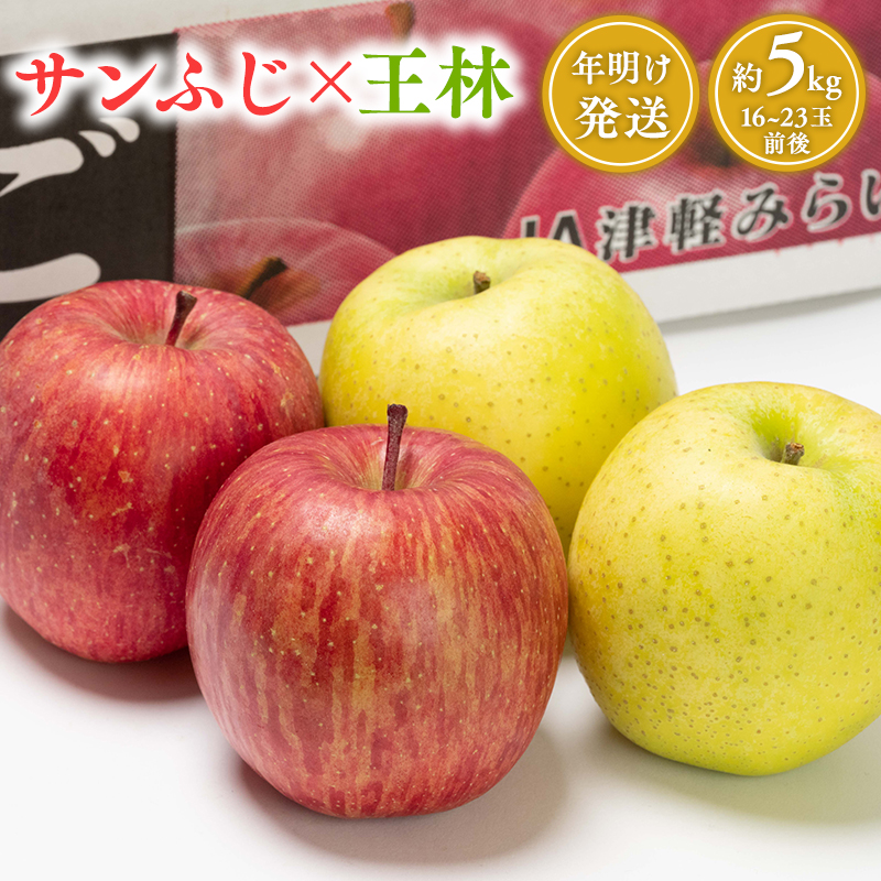 年明け サンふじ×王林約5㎏ 【JA津軽みらい・平川市産・青森りんご・1月・2月】