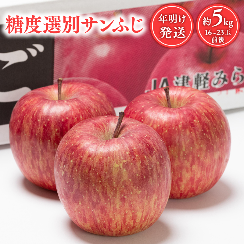 年明け 糖度選別サンふじ約5㎏ 【JA津軽みらい・平川市産・青森りんご・1月・2月】
