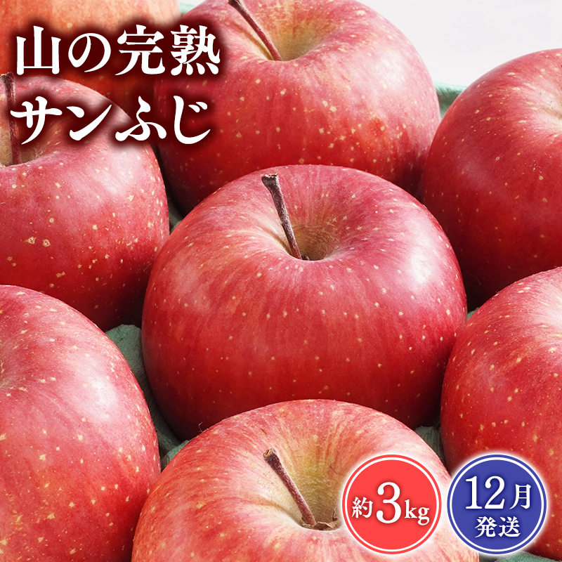 【2025年12月発送】吹田りんご園 山の完熟サンふじ約3kg 　【吹田りんご園・青森りんご・平川市広船産・12月】