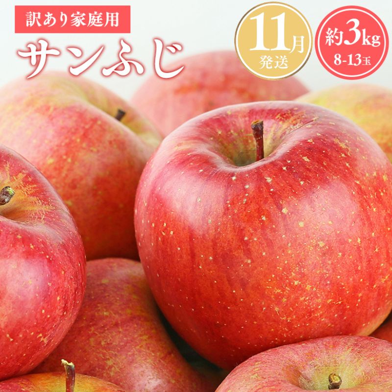 ≪令和8年産先行受付≫11月発送! 訳あり 家庭用サンふじ約3kg【青森県 平川市 山内ファーム】家庭用 平川市産 青森りんご りんご リンゴ 林檎 ふじ 訳あり 家庭用 お取り寄せ 先行予約 果物 くだもの フルーツ 