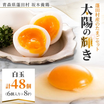 蓬田村産のたまごセット「太陽の輝き」白玉　48個(6個入り×8P)