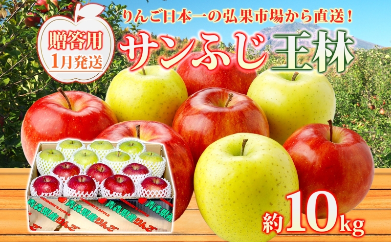 【1月発送】 贈答用 サンふじ 王林 約10kg りんご 林檎 リンゴ 果物 フルーツ くだもの 旬 青森県産 お取り寄せ 詰め合わせ セット 人気 東北 名産 常温 産地直送 送料無料 青森県 西目屋村 お届け：2026年1月6日～2026年1月30日