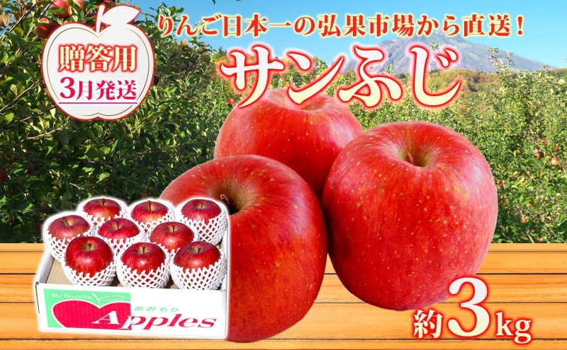 【3月発送】 贈答用 サンふじ 約3kg りんご 林檎 リンゴ 果物 フルーツ くだもの 旬 青森県産 お取り寄せ 贈り物 プレゼント 人気 東北 名産 常温 産地直送 送料無料 青森県 西目屋村