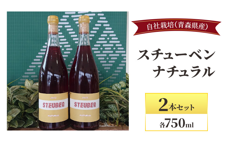 スチューベンナチュラル 750ml×2本セット  お酒 ワイン 赤ワイン 青森県産 スチューベン 無濾過・無添加