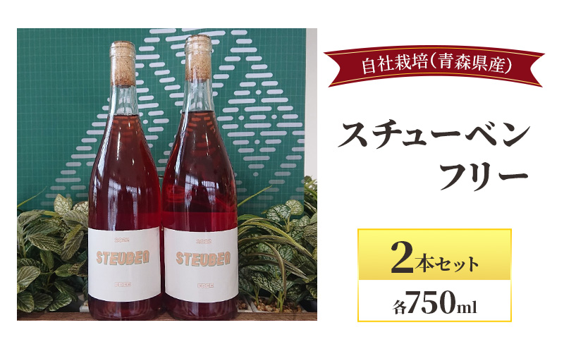 スチューベンフリー 750ml×2本セット  お酒 ワイン 赤ワイン 青森県産 スチューベン 無濾過・無添加
