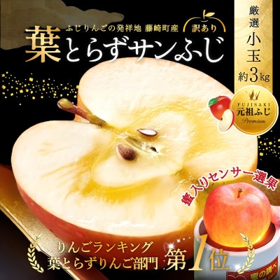 [年明け発送] 葉とらずサンふじ 厳選 小玉 約3kg ご家庭用りんご(訳あり) 青森リンゴ 林檎【配送不可地域：離島・沖縄県】