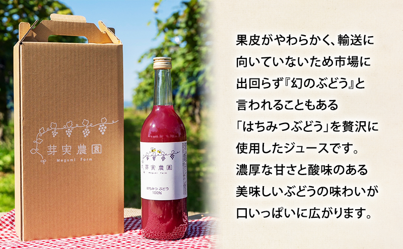 津軽ぶどう村×芽実農園「ぶどうジュース飲み比べセット」　津軽ぶどう村 津軽鶴田町産 完熟スチューベン原液 720ml 1本 ＆ 芽実農園 津軽鶴田産 はちみつぶどうジュース 720ml 1本