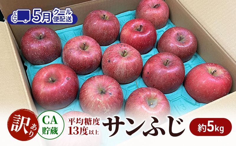 【5月 クール便配送】雪国鮮度をと閉じ込めた りんご 【平均糖度13度以上】CA貯蔵 訳あり サンふじ 約5kg リンゴ 果物 青森県 鶴田町