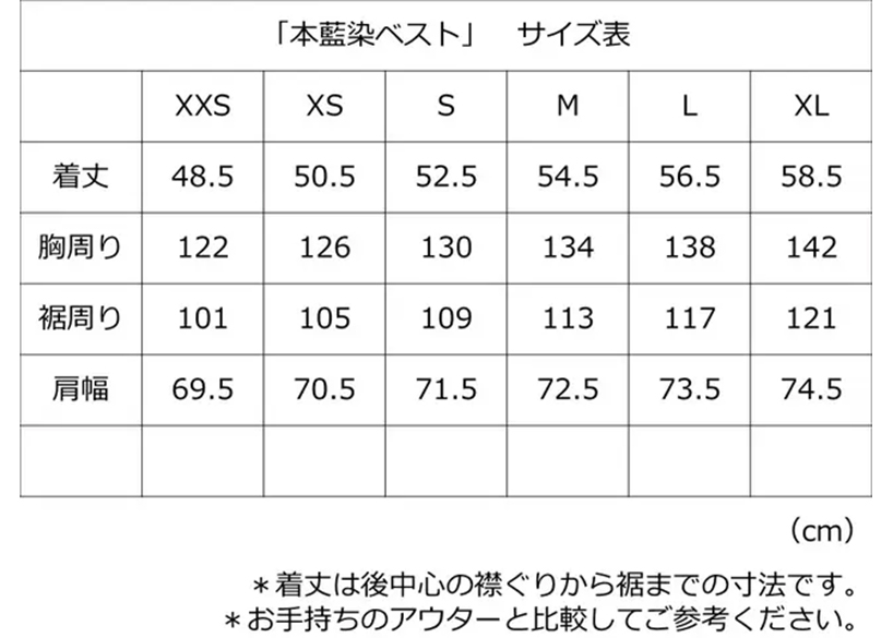 本藍染ベスト 【送料無料 青森県 七戸町 羽織 アパレル 服 洋服 上着 羽織 モッズコート ベスト 秋 冬 春 ユニセックス 男性 女性 シンプル 普段着】　【02402-0423】