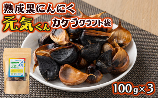 元気くんカケラクラフト袋（100g×3）【黒にんにく にんにく ガーリック 詰め合わせ 個包装 贈り物 贈答 ギフト のし 熨斗 東北 青森 七戸町】【02402-0329】