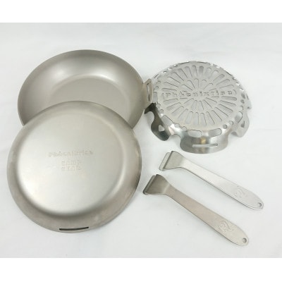 フェニックスライズのソロ用フライパン「コメット全チタン」とコメット用七輪「ひとり酒」ふた・取っ手付き【配送不可地域：離島・沖縄県】