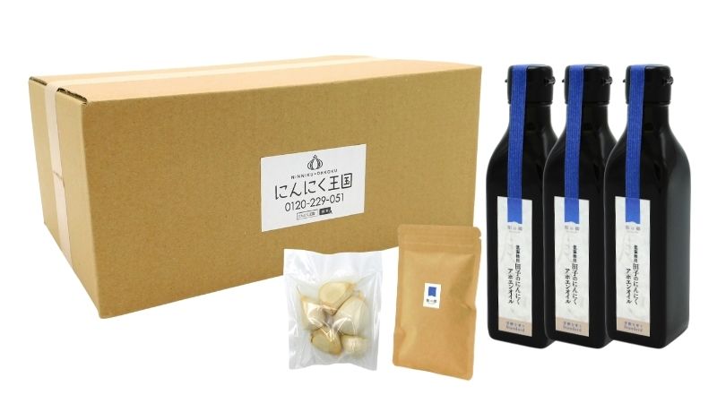 ガーリックオイル170g×3本・ガーリックソルト45gセット（たっこにんにく5粒おまけ付）