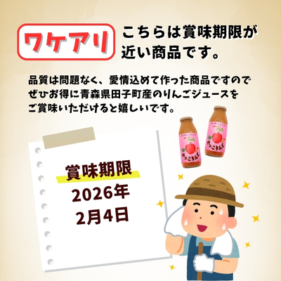 【訳あり】太陽の恵みごっくん　リンゴジュース　180ml×20本