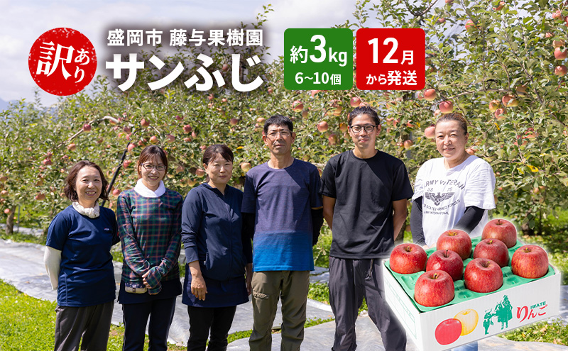 盛岡から「農で人をつなぐ」藤与果樹園：《訳アリ》サンふじ3kg 藤与果樹園 訳アリ 不揃い 傷 規格外 フルーツ 果物 旬のフルーツ 旬の果物 旬 冬 岩手 盛岡 産地直送 11月から発送