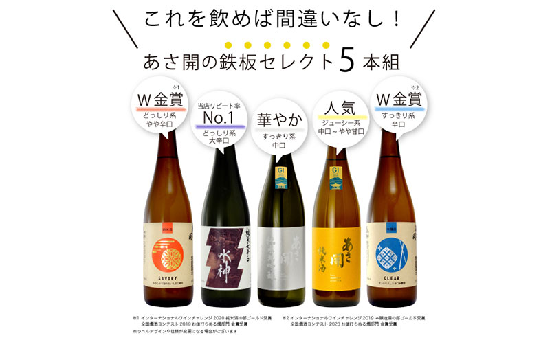 鉄板福袋720ml×5本 お歳暮 日本酒 瓶 お酒 酒 おさけ 720ml 度数 15度・16度 おいしい 地酒 男性 父 誕生日 20歳