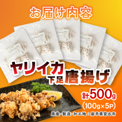 ヤリイカ下足唐揚げ宮古産100g×5パック(500g)【配送不可地域：離島】
