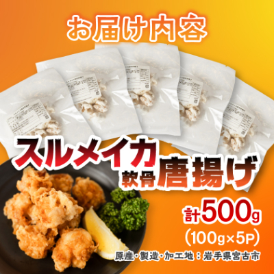 スルメイカ軟骨唐揚げ100g×5パック(500g)【配送不可地域：離島】
