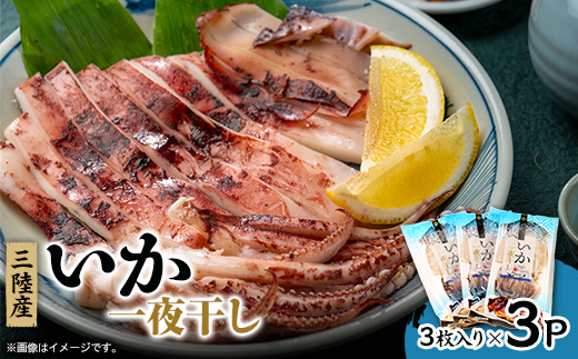 イカ一夜干し3枚入×3p【配送不可地域：離島】
