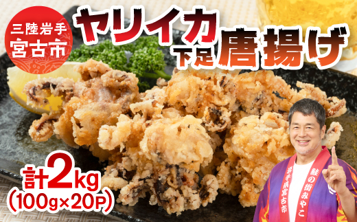 ヤリイカ下足唐揚げ宮古産 100g×20パック(2kg)【配送不可地域：離島】