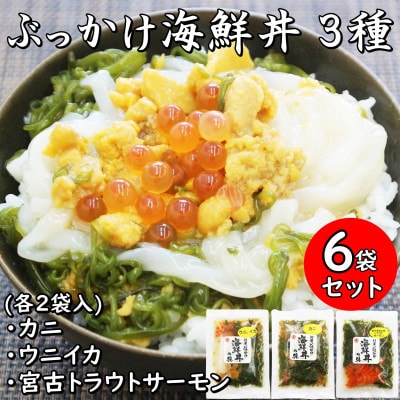 メカブ・イクラ入り!川秀のぶっかけ海鮮丼の具(ウニイカ・カニ・宮古トラウトサーモン)計6袋冷凍セット【配送不可地域：離島】