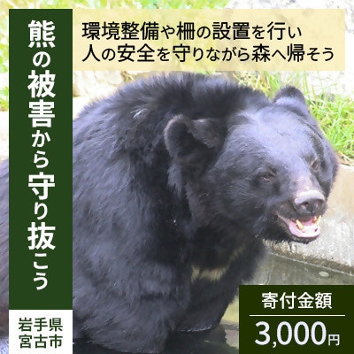 【返礼品なし】熊被害対策支援(岩手県宮古市)　寄付額3,000円