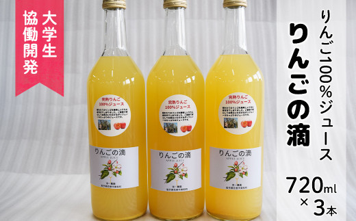 東和りんごジュース『りんごの滴』 720ml×3本セット【道の駅とうわセレクト】【1479】