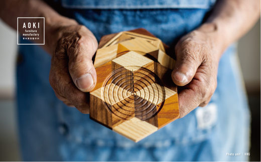 寄木コースター3枚セット 【706】