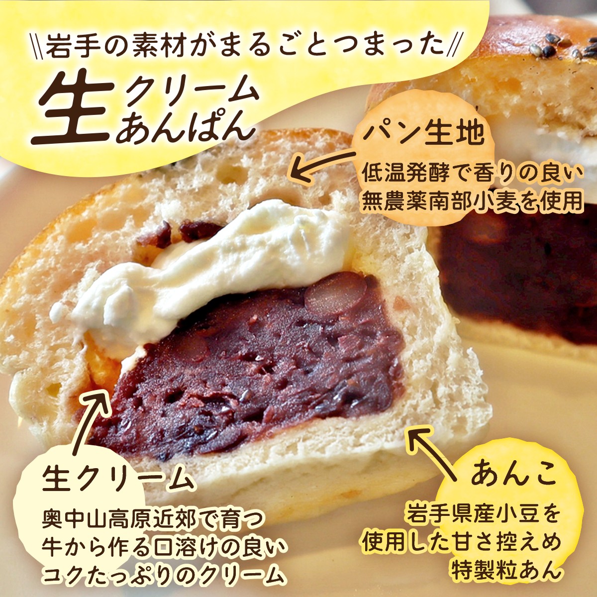 「3か月定期便」岩手まるごと生クリームあんぱん5個入り 【770】