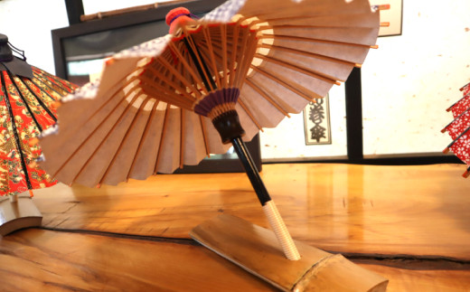 手作りミニ和傘！花巻傘　手作りミニ傘（台付）（青）【661-2】