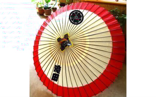 花巻傘　オーダーメイド番傘（家紋・名入れ和傘）（赤） 【663-2】