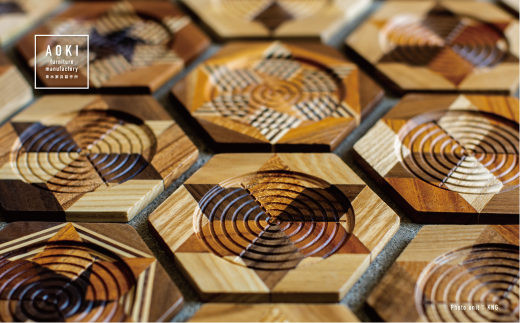 寄木コースター3枚セット 【706】