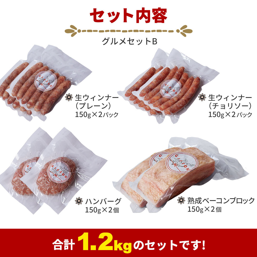 四元豚 グルメセットB 4種 1.2kg 【1126】