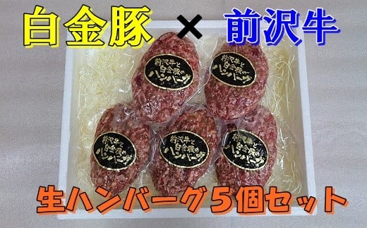 白金豚 × 前沢牛の生ハンバーグ　５個入 【346】