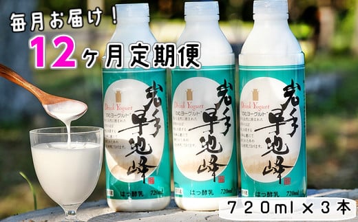 【12ヶ月定期便】早池峰のむヨーグルト３本セット 【640】
