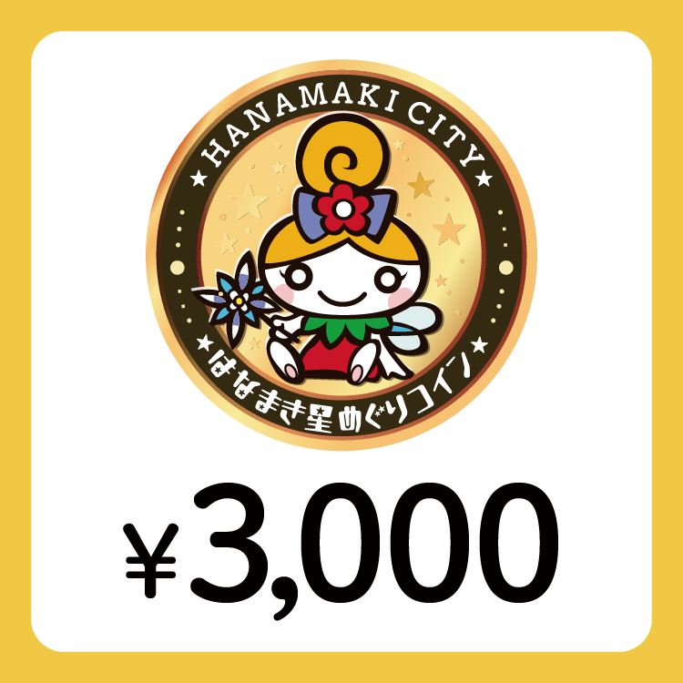 【ANAの旅先納税】電子商品券「はなまき星めぐりコイン」3,000円分