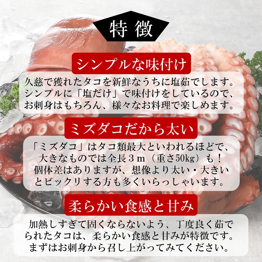 【新鮮なたこを塩茹で！シンプルだから美味しい！】久慈産茹でタコ1㎏