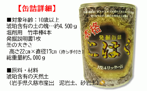 【自宅で琥珀の採掘体験！？】超本格「琥珀BIG缶詰」採掘体験缶セット