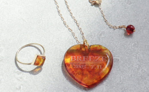 【完全受注生産品】久慈琥珀_Amber baby ring（刻印サービス）