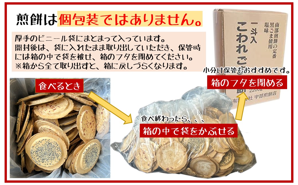 宇部煎餅店 一斗箱 こわれ煎餅 ピーナッツ 2.2kg入（缶なし） 「ピーナッツ」2.2kg